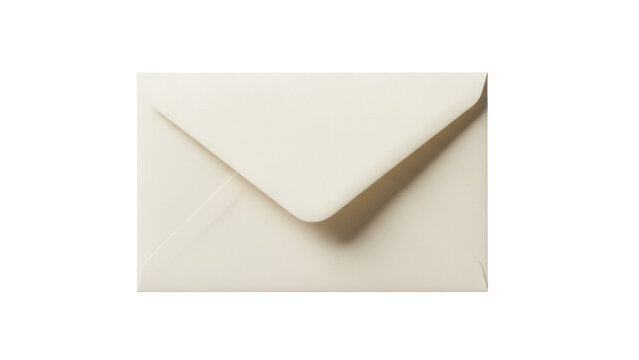 Cream-colored envelope PNG isolated on transparent background, blank stationery for mailing letters and sending invitations