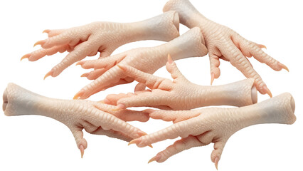 Fresh chicken feet PNG isolated on transparent background, raw poultry ingredient for Asian cuisine and traditional dishes