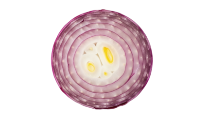Sliced red onion isolated PNG on transparent background, fresh vegetable ingredient for cooking and healthy eating