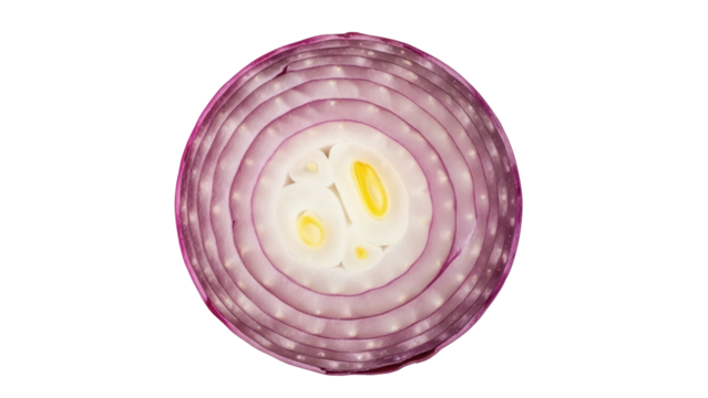 Sliced red onion isolated PNG on transparent background, fresh vegetable ingredient for cooking and healthy eating - Powered by Adobe