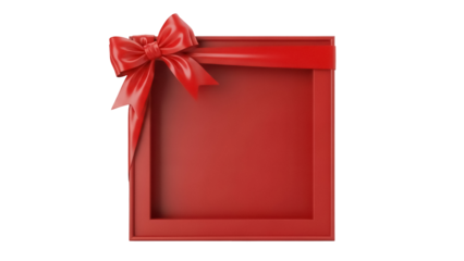Red gift box with bow isolated PNG on transparent background, present for Christmas, birthday, Valentine s Day and other holidays