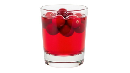 Glass of cranberry juice with cranberries isolated PNG, refreshing drink with red berries on transparent background
