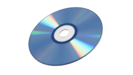 Blue compact disc PNG isolated on transparent background, digital storage media for data backup and music, optical disc technology