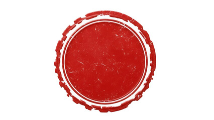Red wax seal isolated PNG on transparent background, vintage stamp with rough edges for certificate and document authentication