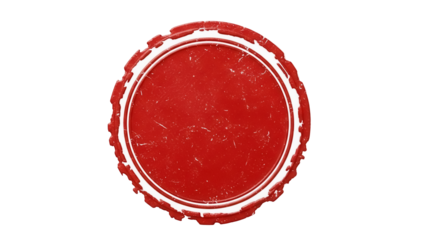 Red wax seal isolated PNG on transparent background, vintage stamp with rough edges for certificate and document authentication