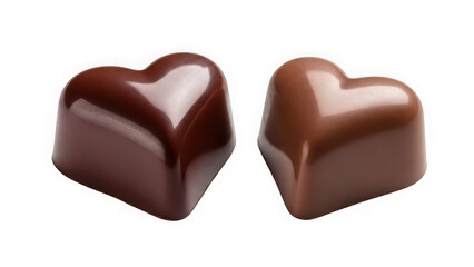 Obraz premium Two heart shaped chocolates isolated on transparent background