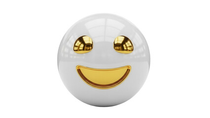 Smiling face emoticon PNG isolated on transparent background, happy golden emoji with positive expression for social media and communication