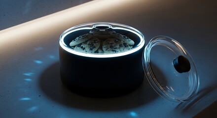 Glowing Brain in a Jar - A Futuristic Concept of Artificial Intelligence and Neurological Study.