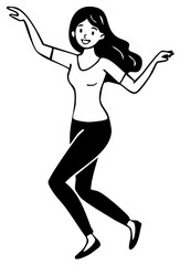 Joyful young woman expressing happiness with a cheerful dynamic pose and radiant smile