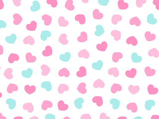シンプルでカラフルなハートの手描き背景イラスト