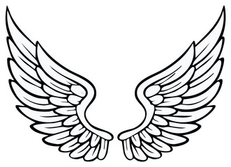 Obraz premium Pair of detailed stylized wings monochrome illustration