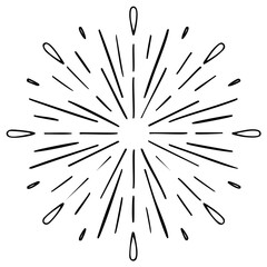 Obraz premium Hand-drawn starburst explosion with radiating lines and teardrop accents