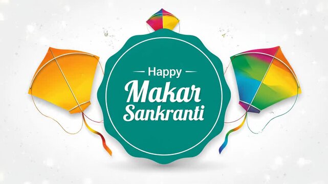 Happy Makar Sankranti Kites Festival Animated Greeting Card Background