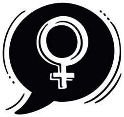 Fototapeta premium Vector Illustration of Female Symbol within Speech Bubble Representing Discussion, Gender Equality and Empowerment