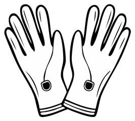 Obraz premium Line art illustration of elegant gloves, a fashion symbol, perfect for vintage or classic style designs. Pair of gloves.