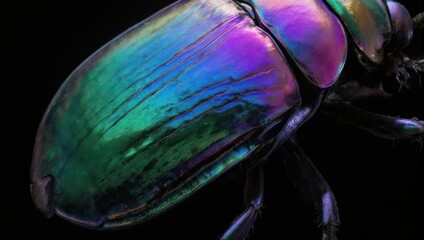 Iridescent Beetle Close-Up - A Symphony of Colors in Nature.