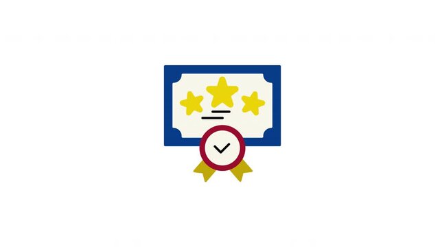Animated certificate icon with star rating in flat design style.
Suitable for education projects, online learning, achievement systems, rewards, presentations, and interface animations.
Ideal for acad
