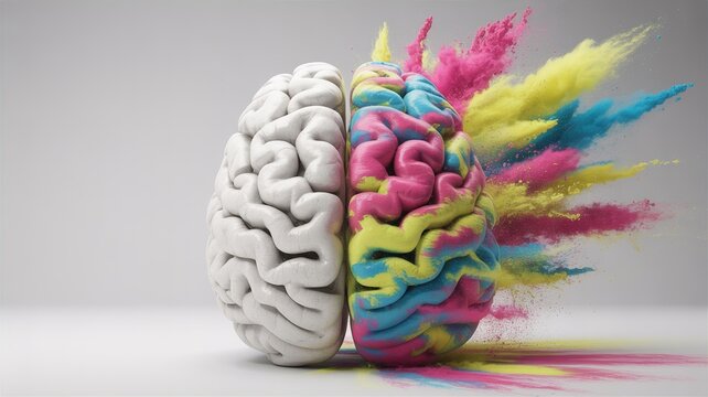 Creative Brain Exploding with Colorful Paint
