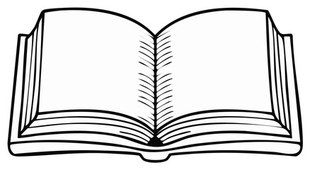 Open Book with Blank Pages Illustration for Education или Literary Projects, Line Art Graphic