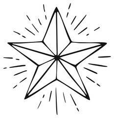 Obraz premium Black and White Starburst Element Hand Drawn Illustration
