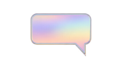 Fototapeta premium Holographic speech bubble PNG isolated on transparent background, iridescent talk balloon for social media and communication design