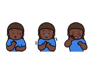 困る・怖がる・悲しい 子供の感情表現 3点セット