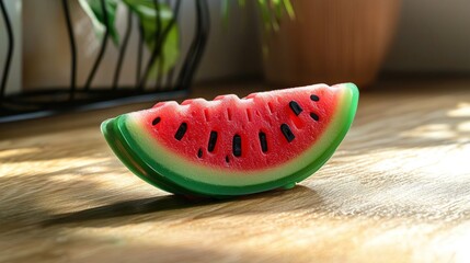 A small watermelon slice-shaped cable organizer