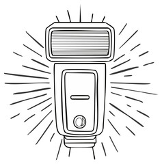 Illustration of a Retro Camera Flash with Sunburst Effect