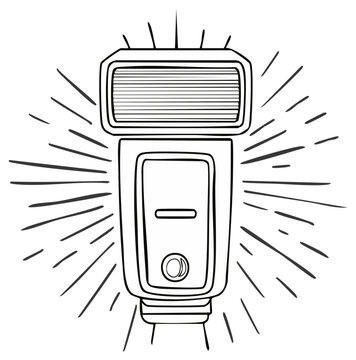 Illustration of a Retro Camera Flash with Sunburst Effect