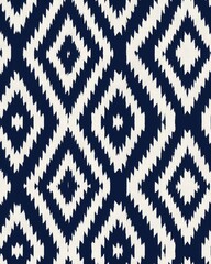 Watercolor Ethnic Geometric Pattern Background, Tribal Zigzag Seamless Textile Texture, Navy Blue Watercolor Diamond Ornament, Tribal, Ethnic,