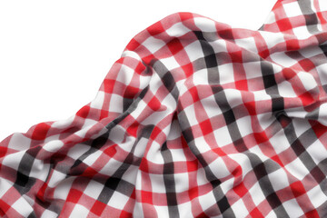 A red and black checkered fabric on transparent background