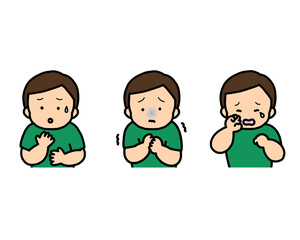 困る・怖がる・悲しい 子供の感情表現 3点セット