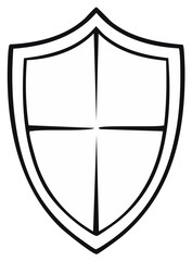 Shield emblem graphic design element with outline