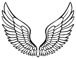 Obraz premium Symbolic Stylized Bird Wings Clipart Black and White