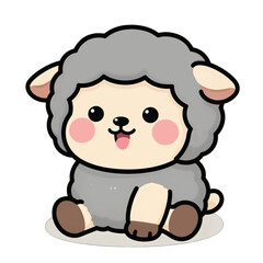 Cute Cartoon Sheep Illustration in Flat Design Style
