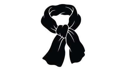 Black Winter Scarf Silhouette Icon Isolated on White Background for Fashion Design