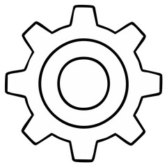 Gear Outline Mechanical Cogwheel Isolated on White Background Represents Industrial Technology