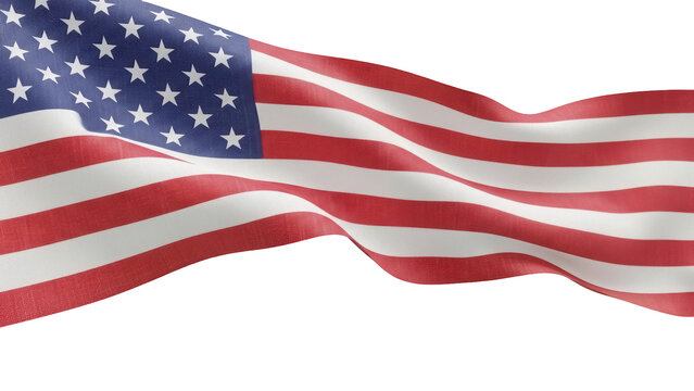 Waving American flag PNG isolated on transparent background, patriotic symbol for Independence Day and Memorial Day