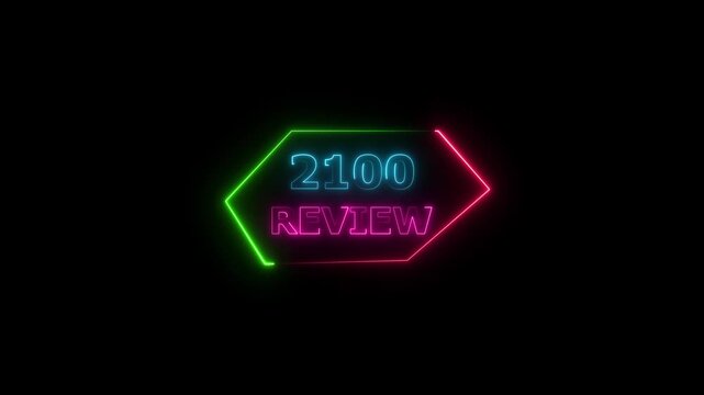 2100 review neon text animation. Business financial management platform background 4k video.