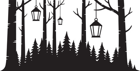 50 Mystic Forest Silhouette Vector Bundle
