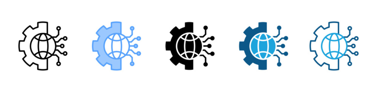 Digital Globalization icon set multiple style collection