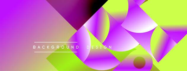 Obraz premium Vibrant abstract composition. Overlapping circles create dynamic gradients, purple, green hues dominate design. Text reads background design.