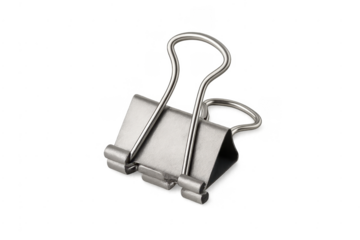 Silver binder clip keeping office paperwork organized