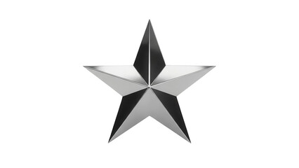 Obraz premium Shiny silver five-pointed star isolated PNG, metallic star shape on transparent background for graphic design and decoration projects