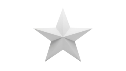 Three-dimensional star isolated PNG on transparent background, geometric shape with pointed edges for graphic design and decoration