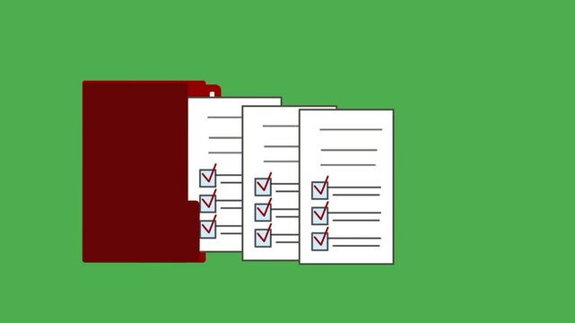 Paperwork flying out from a folder on green screen. Office chaos concept ready for custom background use.