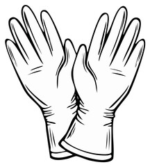 Obraz premium Outline Drawing of Pair of Protective Gloves for Work or Cleaning Activities