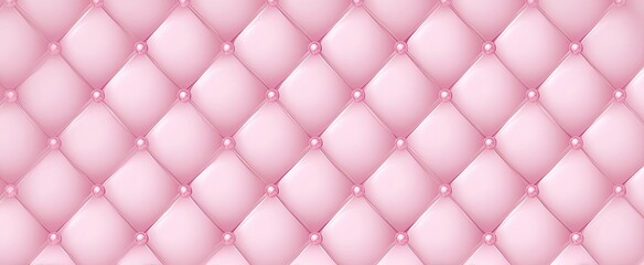 Obraz premium Pink, quilted fabric background with diamond pattern and small, round pearl accents