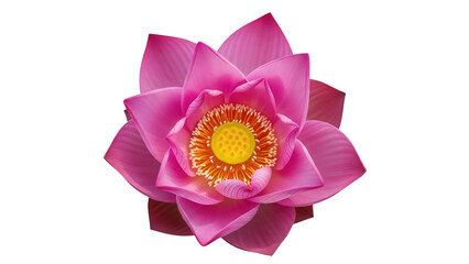 Detailed pink lotus flower isolated PNG on transparent background, vibrant blossom with yellow...