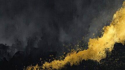 Elegant Golden Glitter Dust Flowing Over Dark Textured Background Creating a Luxurious Abstract Design with Light and Shadow